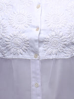 Load image into Gallery viewer, Seva Chikan Hand Embroidered White Poly Georgette Lucknowi Chikankari Shirt-SCL0518
