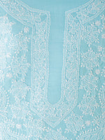 Load image into Gallery viewer, Seva Chikan Hand Embroidered Sky Blue Cotton Lucknowi Chikan Unstitched Suit Piece-SCL1512