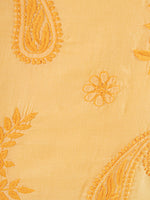 Load image into Gallery viewer, Seva Chikan Hand Embroidered Mustard Cotton Lucknowi Chikan Unstitched Suit Piece-SCL1544