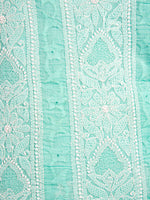 Load image into Gallery viewer, Seva Chikan Hand Embroidered Sea Green Cotton Lucknowi Chikan Unstitched Suit Piece-SCL1158