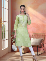 Load image into Gallery viewer, Seva Chikan Hand Embroidered Terivoil Cotton Lucknowi Chikan Kurti