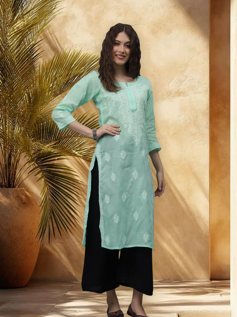 Seva Chikan Hand Embroidered Cotton Lucknowi Chikankari Kurta