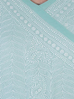 Load image into Gallery viewer, Seva Chikan Hand Embroidered Turquoise Cotton Lucknowi Chikan Kurti SCL1223
