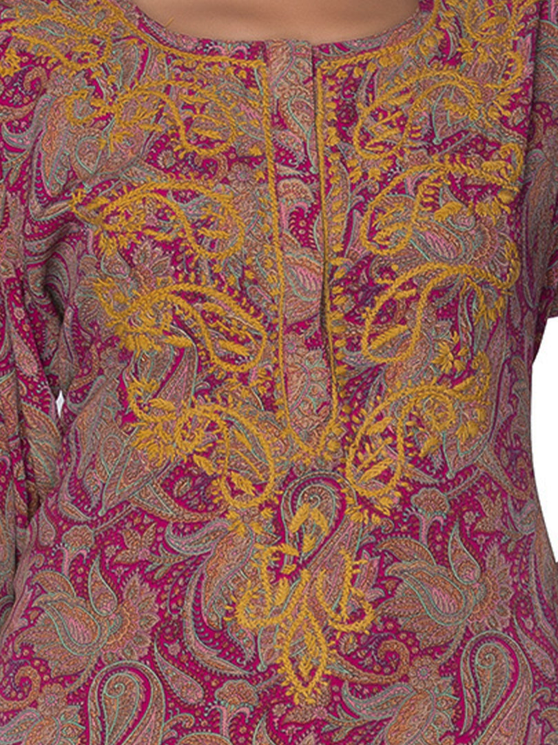 Seva Chikan Hand Embroidered Pink Rayon Lucknowi Chikan Short Kurti SCL1048