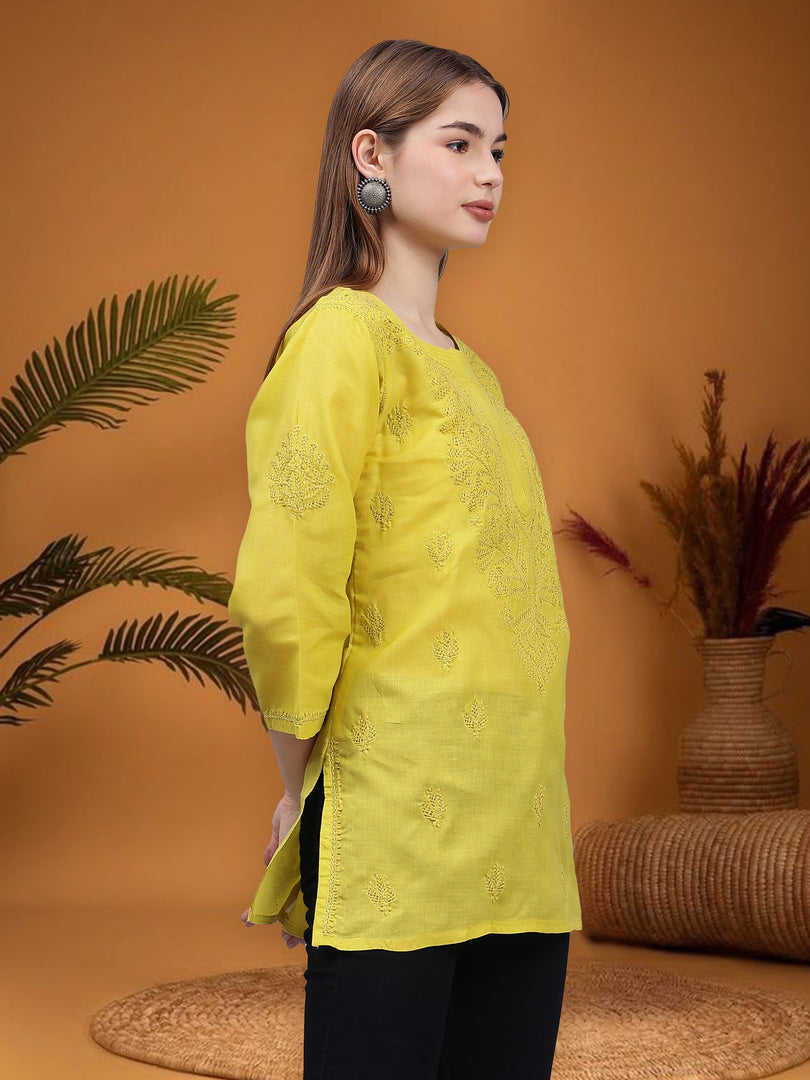 Seva Chikan Hand Embroidered Cotton Lucknowi Chikan Top