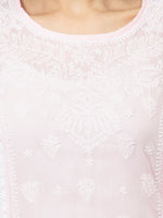 Load image into Gallery viewer, Seva Chikan Hand Embroidered Pink Cotton Lucknowi Chikankari Short Top-SCL2046