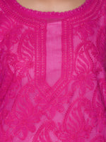 Load image into Gallery viewer, Seva Chikan Hand Embroidered Magenta Cotton Lucknowi Chikan Kurti SCL1065
