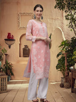 Load image into Gallery viewer, Seva Chikan Hand Embroidered Georgette Lucknowi Chikankari Kurta With Inner