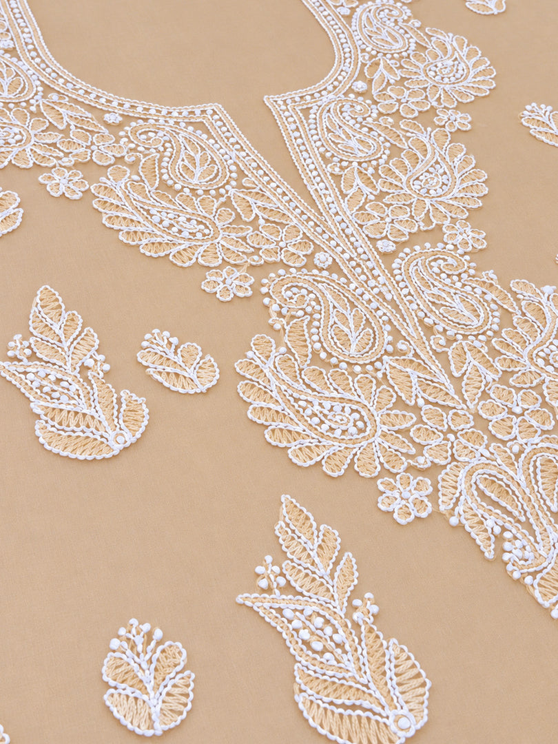 Seva Chikan Hand Embroidered Beige Georgette Lucknowi Chikankari Unstitched Suit Piece-SCL13138
