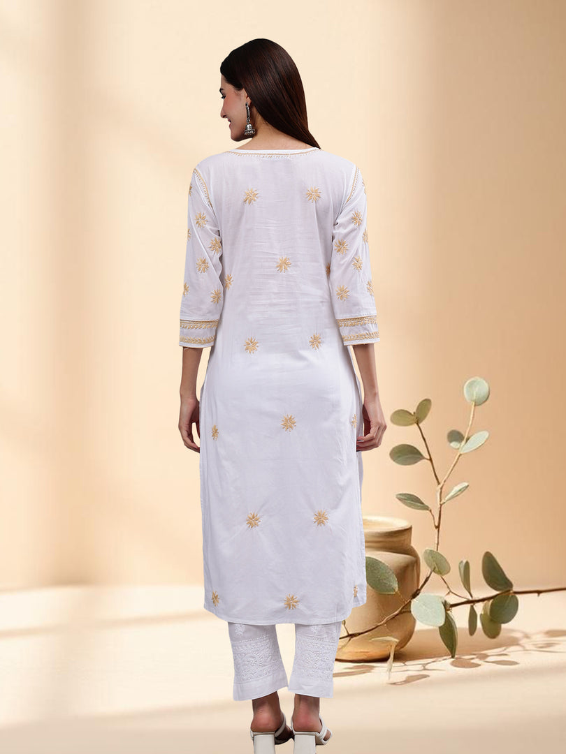 Seva Chikan Hand Embroidered Cotton Lucknowi Chikankari Kurta