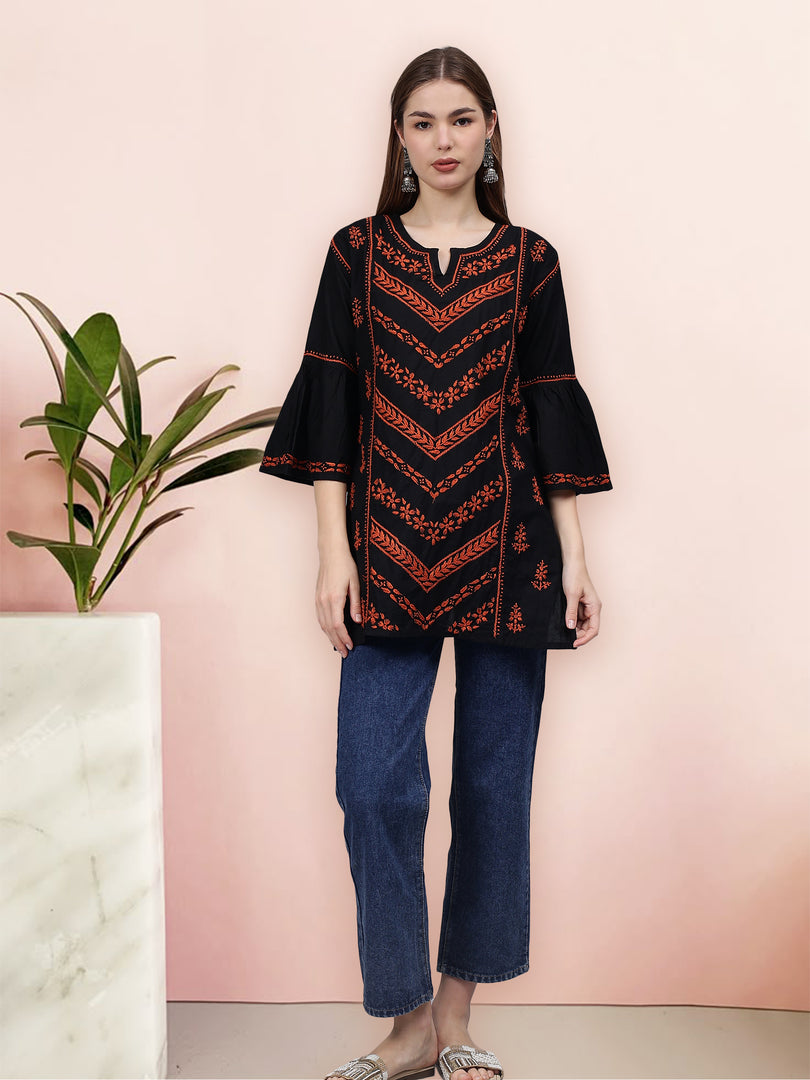 Seva Chikan Hand Embroidered Cotton Lucknowi Chikan Top