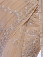 Load image into Gallery viewer, Seva Chikan Hand Embroidered Fawn Georgette Lucknowi Saree-SCL0373