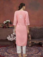 Load image into Gallery viewer, Seva Chikan Hand Embroidered Terivoil Cotton  Lucknowi Chikankari Kurta
