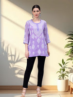 Load image into Gallery viewer, Seva Chikan Hand Embroidered Georgette Lucknowi Chikankari Top With Slip