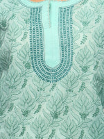 Load image into Gallery viewer, Seva Chikan Hand Embroidered Sea Green Cotton Lucknowi Chikan Kurta-SCL0655