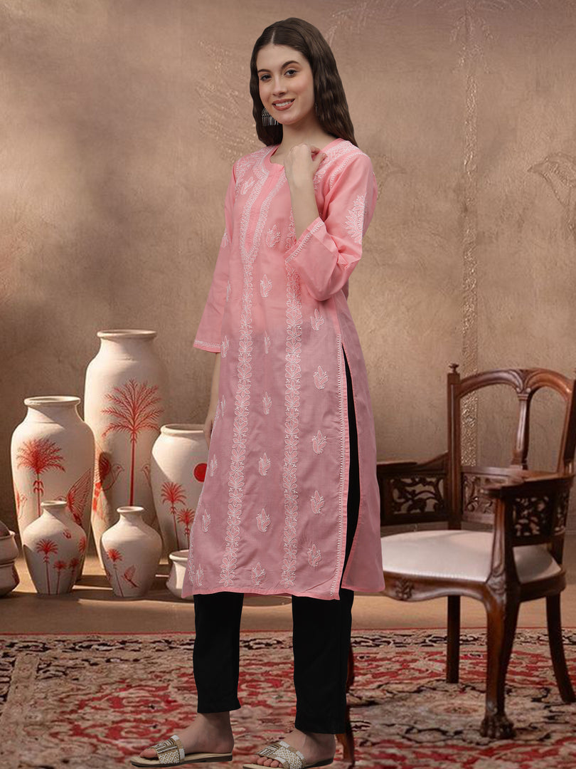 Seva Chikan Hand Embroidered Terivoil Cotton Lucknowi Chikankari Kurta