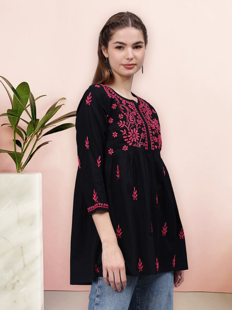 Seva Chikan Hand Embroidered Cotton Lucknowi Chikan Top