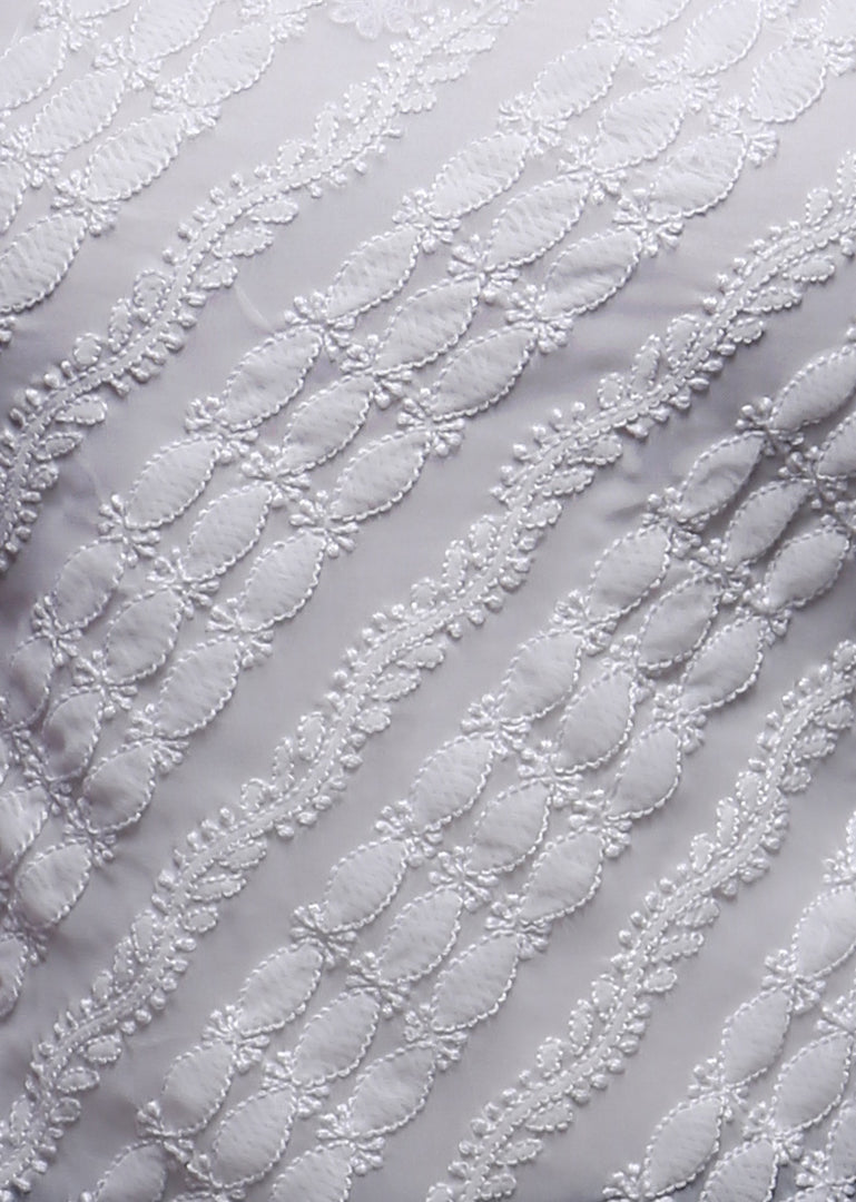 Seva Chikan Hand Embroidered White Georgette Lucknowi Chikankari Short Top-SCL0521