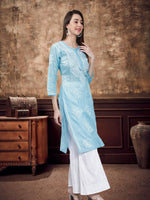 Load image into Gallery viewer, Seva Chikan Hand Embroidered Terivoil Cotton Lucknowi Chikan Kurti
