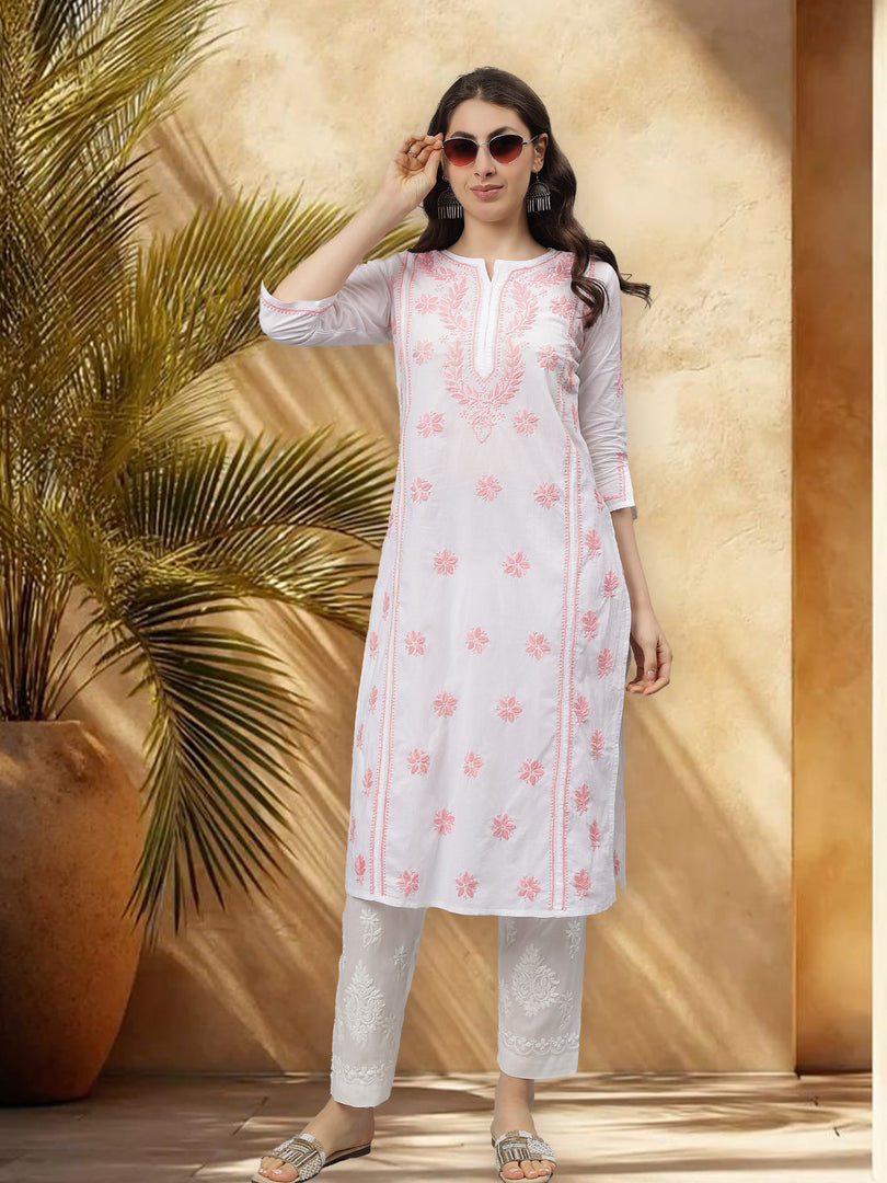Seva Chikan Hand Embroidered Cotton Chikankari kurta