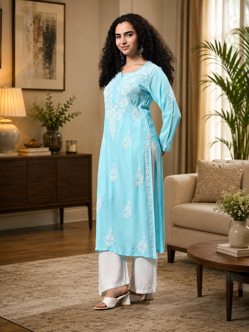 Seva Chikan Hand Embroidered Modal Cotton Lucknowi Chikankari Kurta