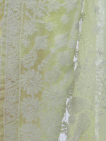 Load image into Gallery viewer, Seva Chikan Hand Embroidered Lemon Georgette Lucknowi Saree-SCL0414