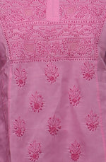 Load image into Gallery viewer, Seva Chikan Hand Embroidered Pink Cotton Lucknowi Chikankari Short Top-SCL0325