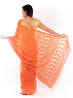 Load image into Gallery viewer, Seva Chikan Hand Embroidered Orange Georgette Lucknowi Saree-SCL1186
