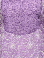 Load image into Gallery viewer, Seva Chikan Hand Embroidered Purple Cotton Lucknowi Chikan Kurta-SCL0644