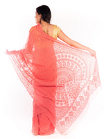Load image into Gallery viewer, Seva Chikan Hand Embroidered Peach Georgette Lucknowi Saree-SCL1187