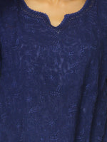 Load image into Gallery viewer, Seva Chikan Hand Embroidered Blue Georgette Lucknowi Chikan Short Kurti SCL1042
