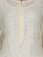 Load image into Gallery viewer, Seva Chikan Hand Embroidered Off-White Georgette Lucknowi Chikan Kurti SCL1070

