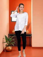 Load image into Gallery viewer, Seva Chikan Hand Embroidered White Cotton Lucknowi Chikankari Top SCL9101
