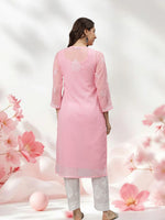 Load image into Gallery viewer, Seva Chikan Hand Embroidered Georgette Lucknowi Chikankari Kurta With Slip