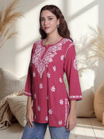 Load image into Gallery viewer, Seva Chikan Hand Embroidered Rayon Lucknowi Chikankari Top