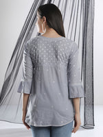 Load image into Gallery viewer, Seva Chikan Hand Embroidered Cotton Lucknowi Chikan Short Top

