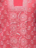 Load image into Gallery viewer, Seva Chikan Hand Embroidered Carrot Pink Cotton Lucknowi Chikan Kurti-SCL0233
