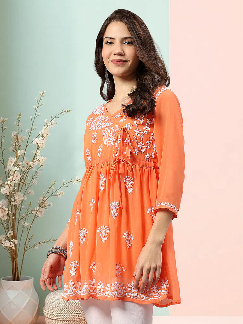 Seva Chikan Hand Embroidered Georgette Lucknowi Chikan Top