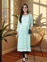 Load image into Gallery viewer, Seva Chikan Hand Embroidered Georgette Lucknowi Chikan Kurti With Slip