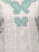 Load image into Gallery viewer, Seva Chikan Hand Embroidered White Cotton Lucknowi Chikan A-Line Kurta-SCL0672