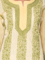 Load image into Gallery viewer, Seva Chikan Hand Embroidered Yellow Cotton Lucknowi Chikan Kurti SCL0950
