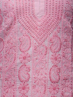 Load image into Gallery viewer, Seva Chikan Hand Embroidered Pink Cotton Lucknowi Chikan Kurti-SCL0258