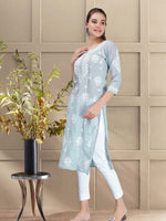 Load image into Gallery viewer, Seva Chikan Hand Embroidered Terivoil Cotton Lucknowi Chikankari Kurta