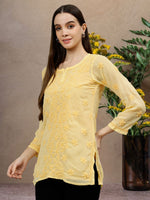 Load image into Gallery viewer, Seva Chikan Hand Embroidered Georgette Lucknowi Chikankari Top With Slip