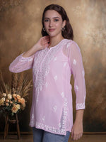 Load image into Gallery viewer, Seva Chikan Hand Embroidered Georgette Lucknowi Chikankari Top