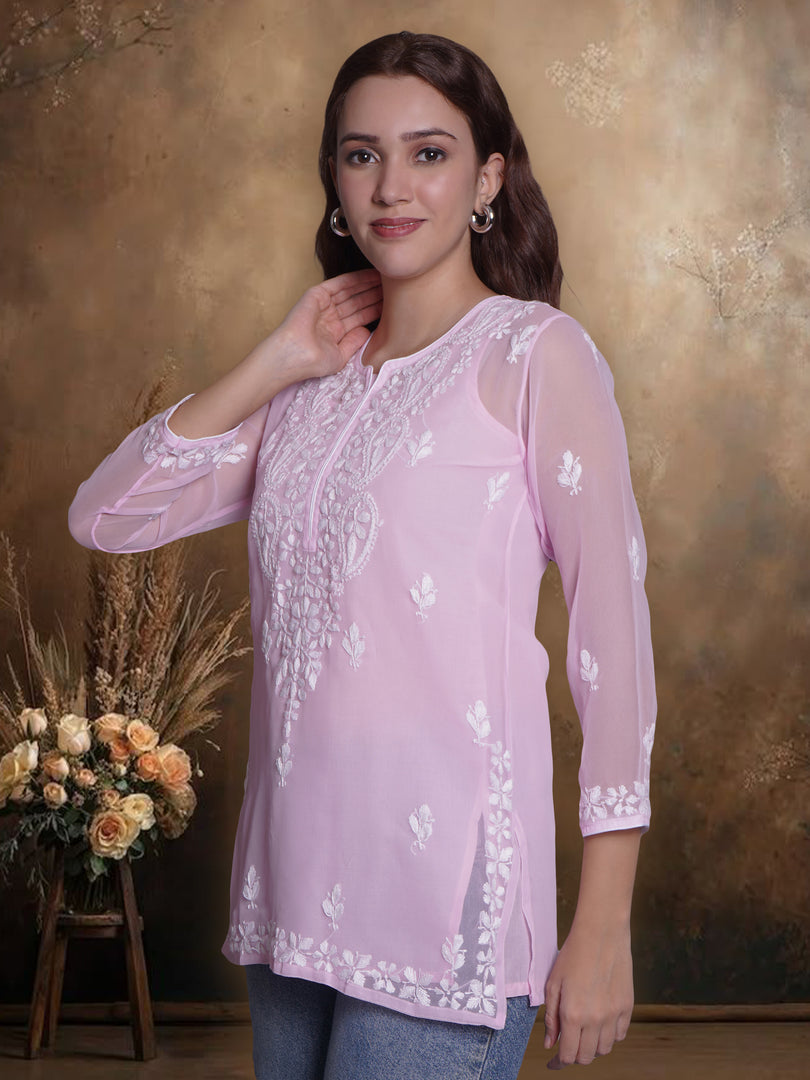 Seva Chikan Hand Embroidered Georgette Lucknowi Chikankari Top