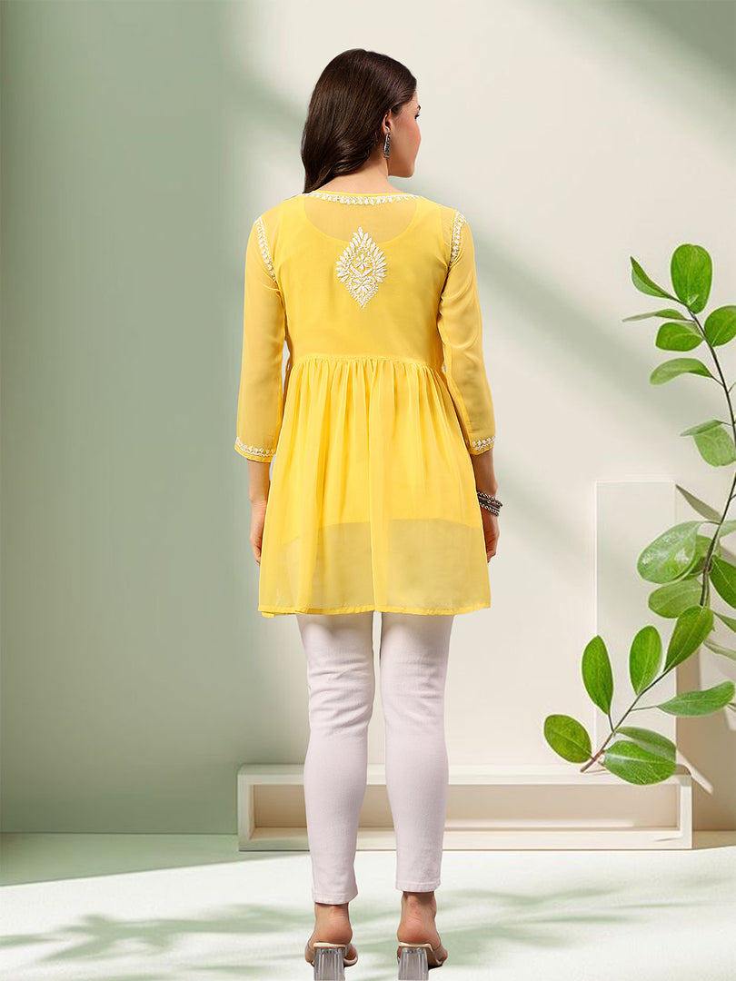 Seva Chikan Hand Embroidered Georgette Lucknowi Chikan Top