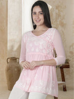 Load image into Gallery viewer, Seva Chikan Hand Embroidered Georgette Lucknowi Chikan Top
