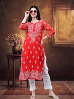 Load image into Gallery viewer, Seva Chikan Hand Embroidered Georgette Lucknowi Chikankari Kurta With Inner
