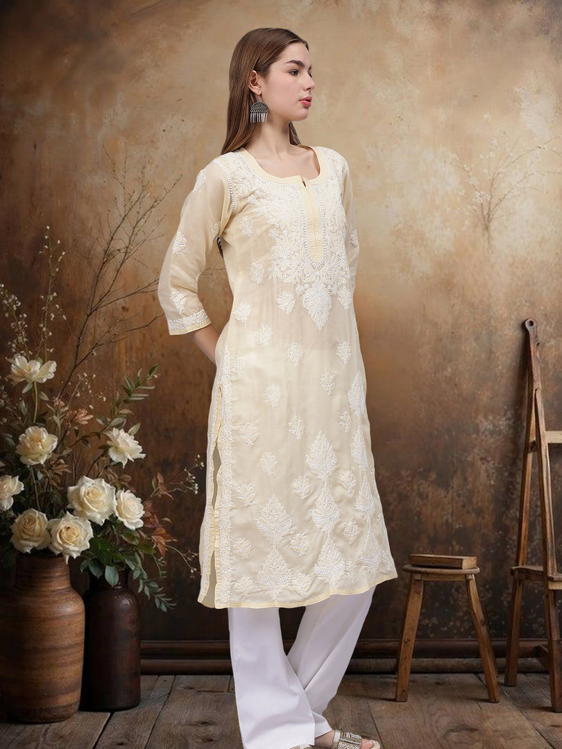 Seva Chikan Hand Embroidered Cotton Lucknowi Chikankari Kurta